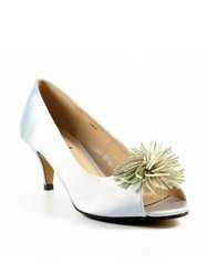 Womens/Ladies Lucia Satin Court Shoes - Silver