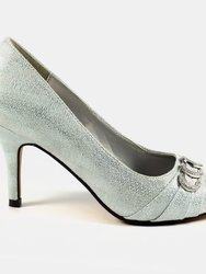 Womens/Ladies Lyla Peep Toe Court Shoes - Silver