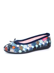 Womens/Ladies Magic Spotted Slippers - Navy