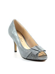 Womens/Ladies Mira Diamante Peep Toe Court Shoes - Pewter - Pewter