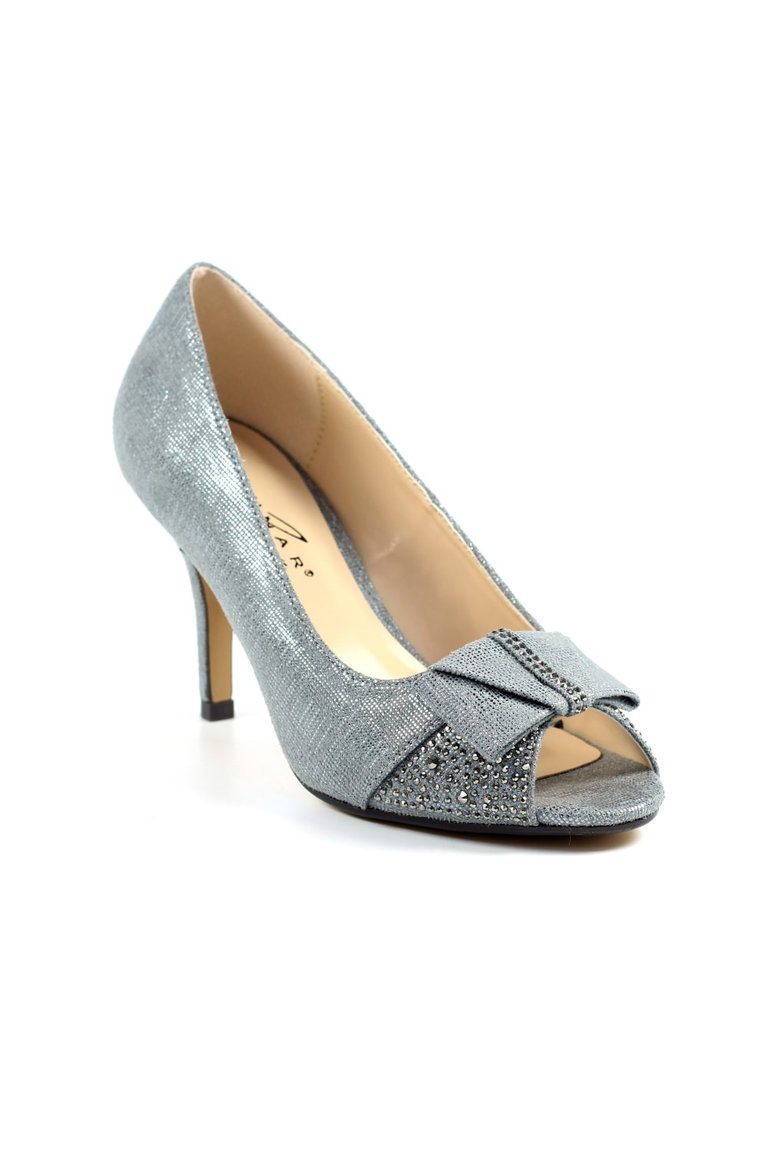 Womens/Ladies Mira Diamante Peep Toe Court Shoes - Pewter - Pewter