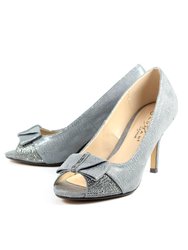 Womens/Ladies Mira Diamante Peep Toe Court Shoes - Pewter
