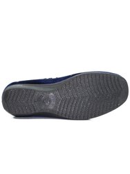 Womens/Ladies Paloma Leopard Print Slippers - Navy