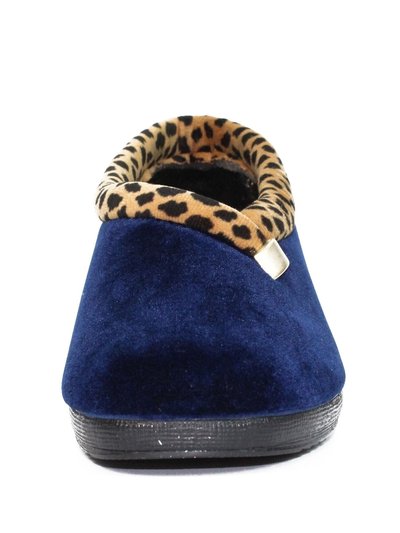 Lunar Womens/Ladies Paloma Leopard Print Slippers - Navy product