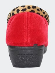 Womens/Ladies Paloma Leopard Print Slippers - Red