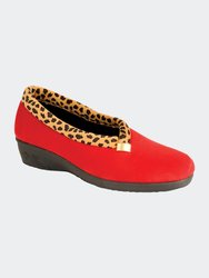Womens/Ladies Paloma Leopard Print Slippers - Red - Red