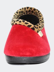Womens/Ladies Paloma Leopard Print Slippers - Red