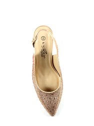 Womens/Ladies Rubiya Diamante Sling Back Court Shoes - Rose