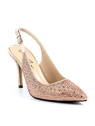 Womens/Ladies Rubiya Diamante Sling Back Court Shoes - Rose