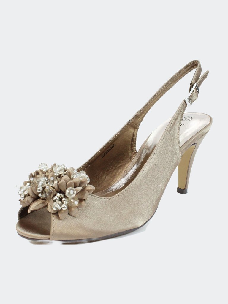  Womens/Ladies Sabrina Corsage Court Shoes - Taupe