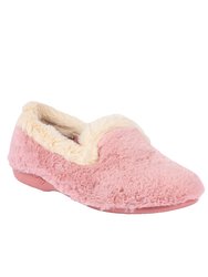 Womens/Ladies Shake Faux Fur Trim Slippers - Pink