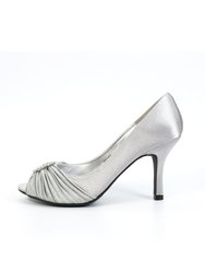 Womens/Ladies Sienna Diamante Court Shoes - Light Grey
