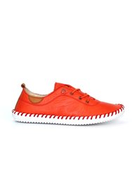 Womens/Ladies St Ives Leather Sneakers - Orange/White