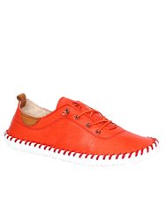 Womens/Ladies St Ives Leather Sneakers - Orange/White - Orange/White