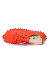 Womens/Ladies St Ives Leather Sneakers - Orange/White