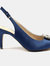 Womens/Ladies Venice Satin Court Shoes - Navy