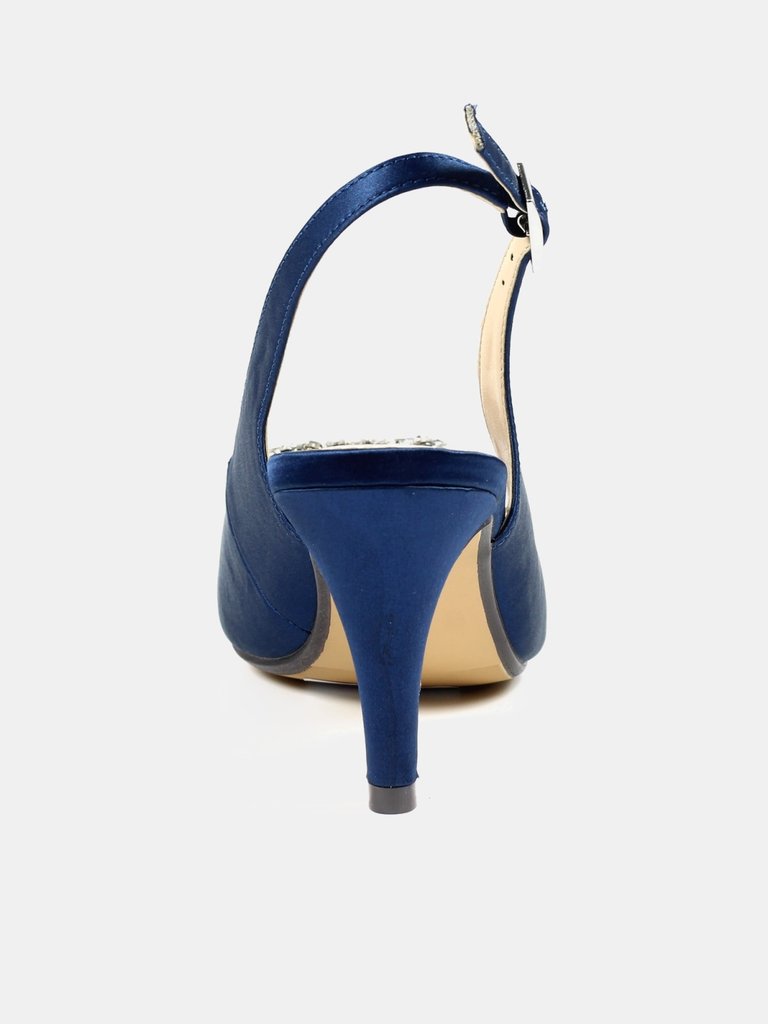 Womens/Ladies Venice Satin Court Shoes - Navy