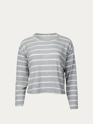 Cropped Striped Top - Heather Grey/Cream