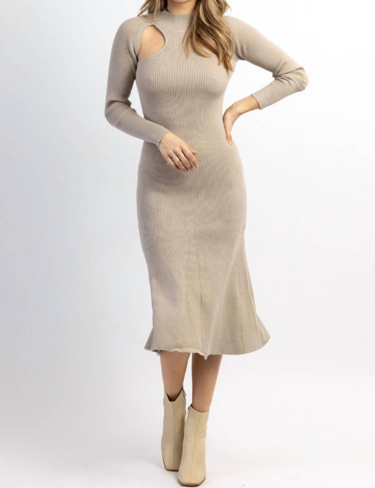 Cutout Knit Midi Dress - Smokey Taupe