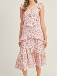Floral Midi Dress - Pink