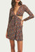 Floral-Print Cutout Stretch-Jersey Mini Dress - Brown Floral
