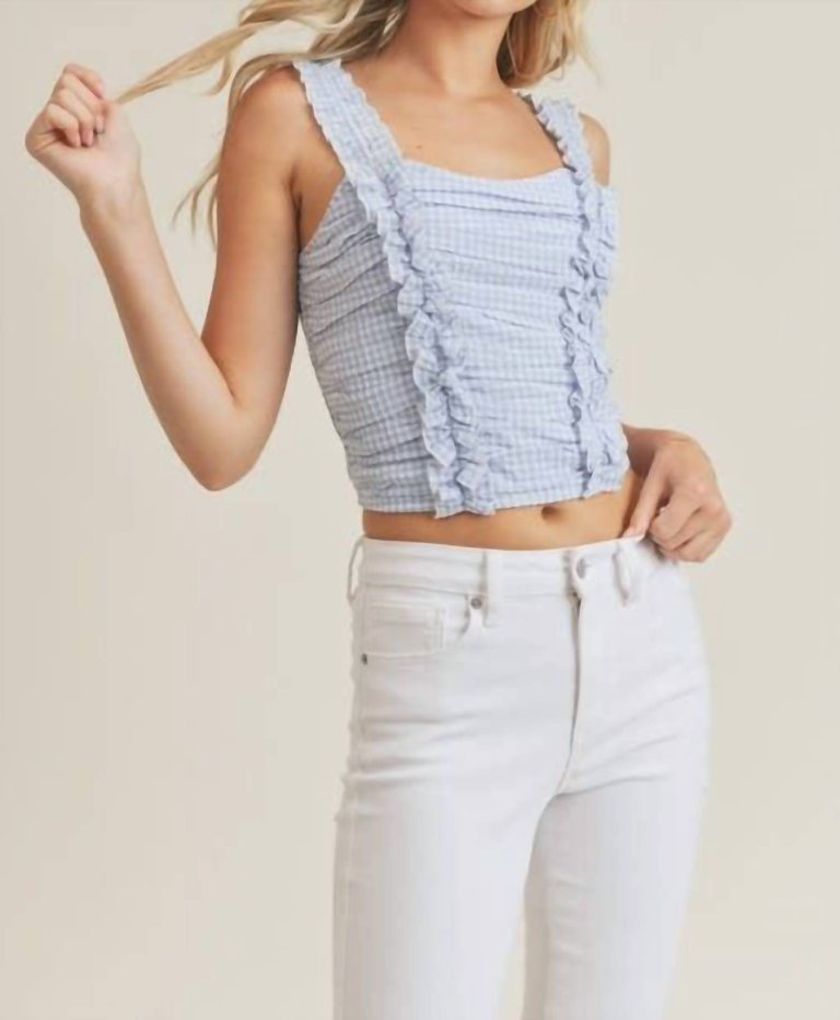 Gingham Ruffle Tank - Blue