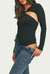 Ribbed Open-Back Cutout Bodysuit - Black