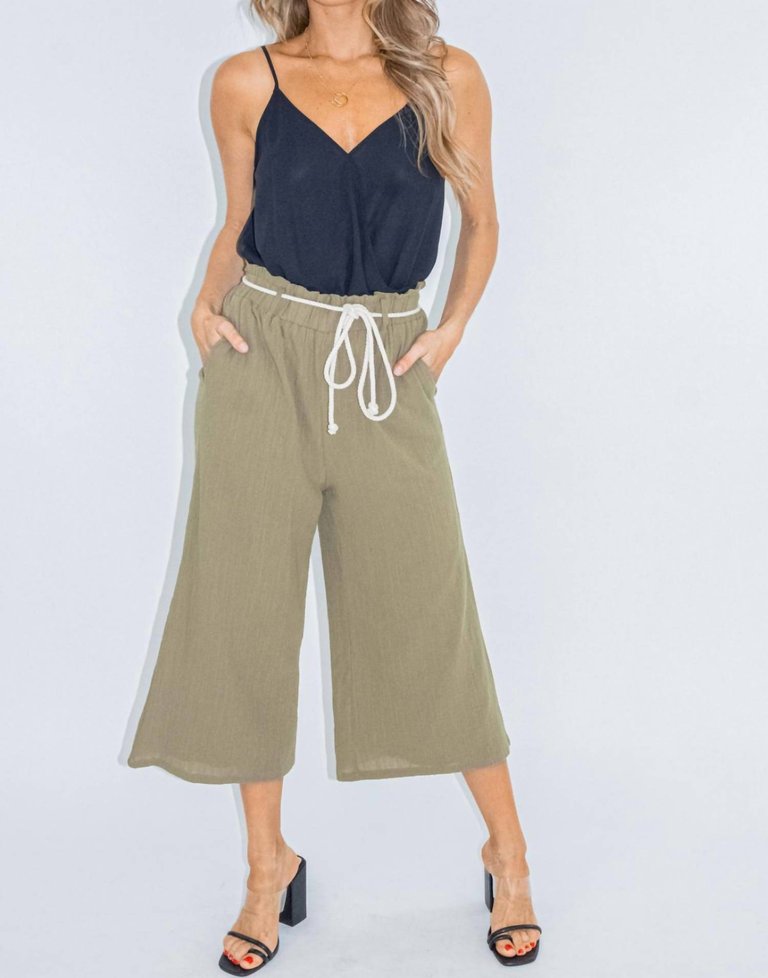 Rope Belt Culotte Pant - Olive