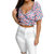 Ruffle Crop Top In Pink/Blue - Pink/Blue