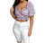 Ruffle Crop Top In Pink/Blue - Pink/Blue