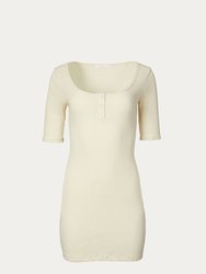 Short Sleeve Mini Dress - Cream