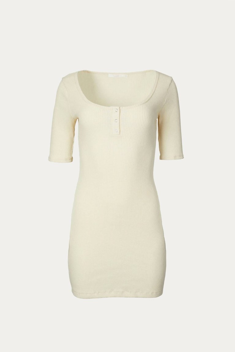 Short Sleeve Mini Dress - Cream