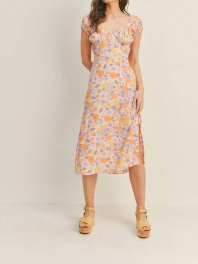 Lush Sweetheart Floral Midi Dress In Tangerine Lilac product