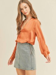 Woven Satin Blouse - Clay