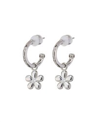 Diamonte Daisy Hoops In Silver - Silver