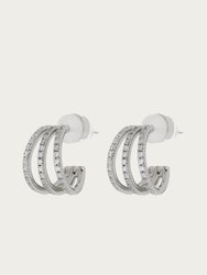 Pave Baby Bastille Hoops - Silver