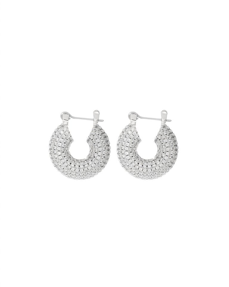 Pave Mini Donut Hoops - Silver