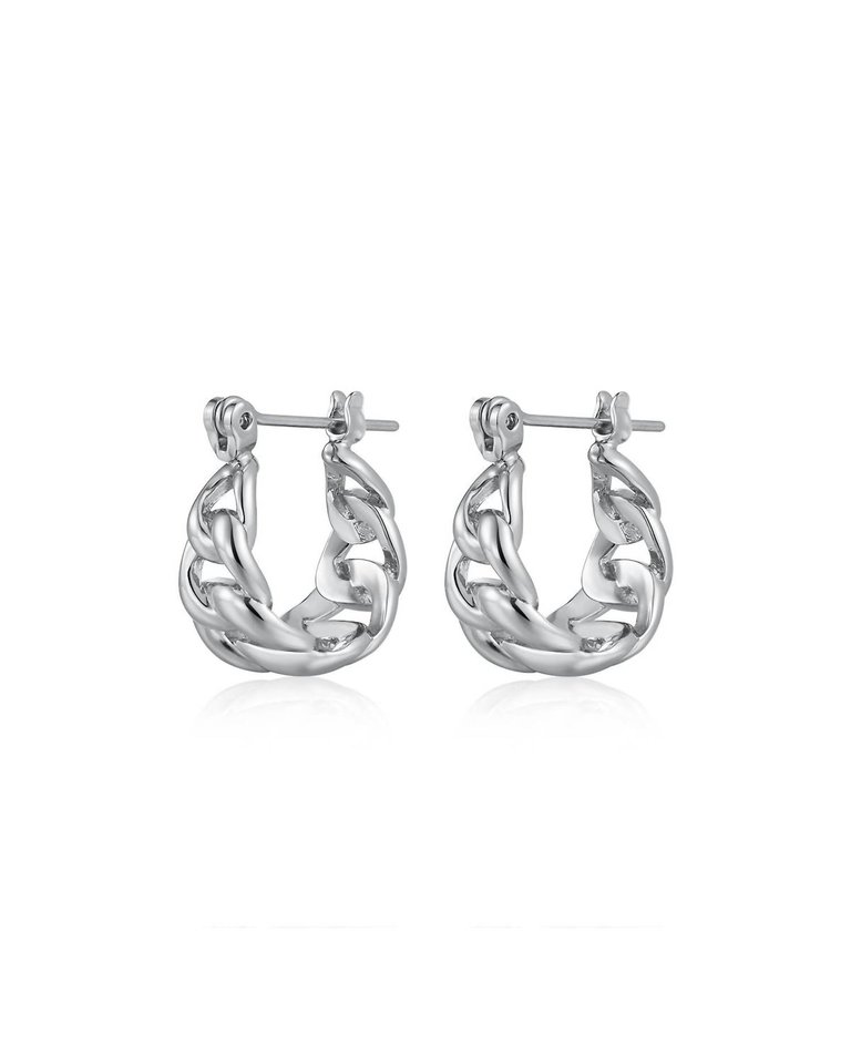 The Mini Louis Chain Hoops Earrings - Silver