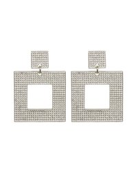 The Pave Box Hoops Earrings - Silver