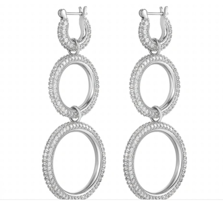 Triple Pave Hoops - Silver