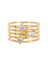 Triple Stone Stack Ring - Gold - Gold