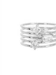 Triple Stone Stack Ring In Silver - Silver