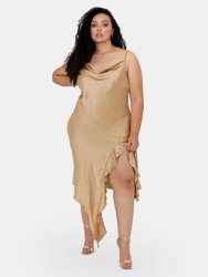 Isabella Bias Cut Slip Dress - Nude