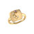 Aquarius Water-Bearer Amethyst & Diamond Constellation Signet Ring in 14K Yellow Gold on Sterling Silver