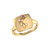 Aquarius Water-Bearer Amethyst & Diamond Constellation Signet Ring in 14K Yellow Gold on Sterling Silver - Gold