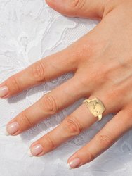 Aries Ram Diamond Constellation Signet Ring In 14K Yellow Gold Vermeil On Sterling Silver