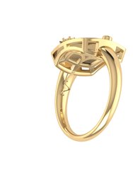 Aries Ram Diamond Constellation Signet Ring In 14K Yellow Gold Vermeil On Sterling Silver