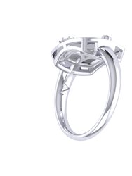 Aries Ram Diamond Constellation Signet Ring In Sterling Silver