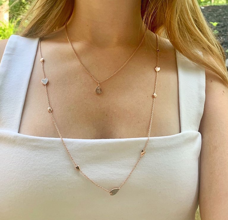 Avani Raindrop Layered Diamond Necklace in 14K Rose Gold Vermeil on Sterling Silver