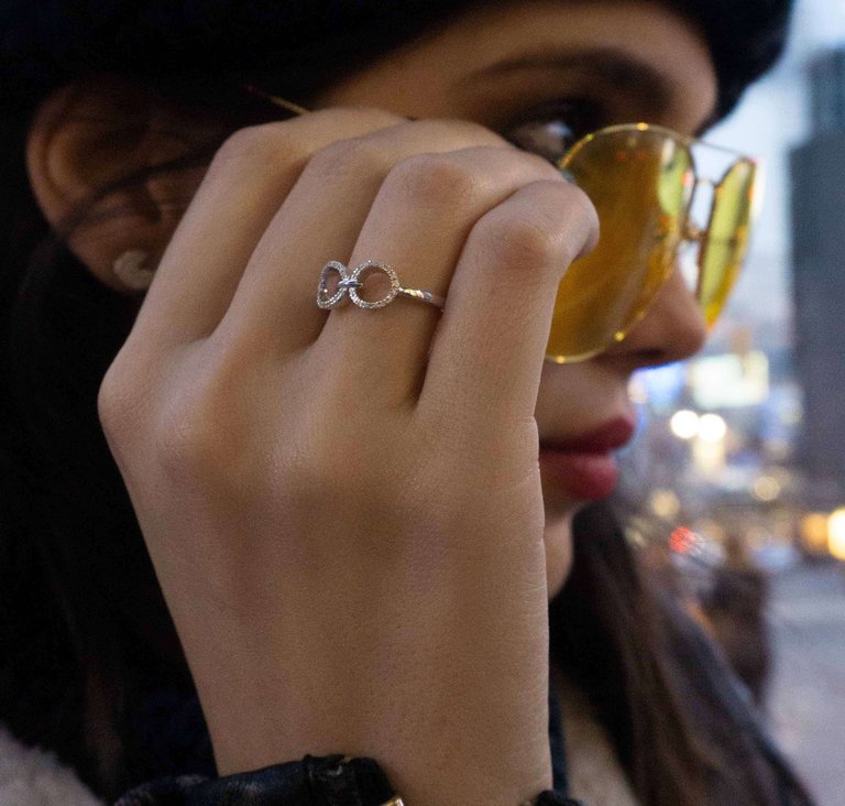 Binoculars Infinity Diamond Ring in Sterling Silver